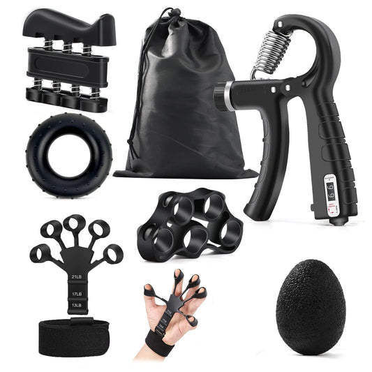 5-60Kg Adjustable Grip Strength Trainer with Finger Exerciser Hand Grip