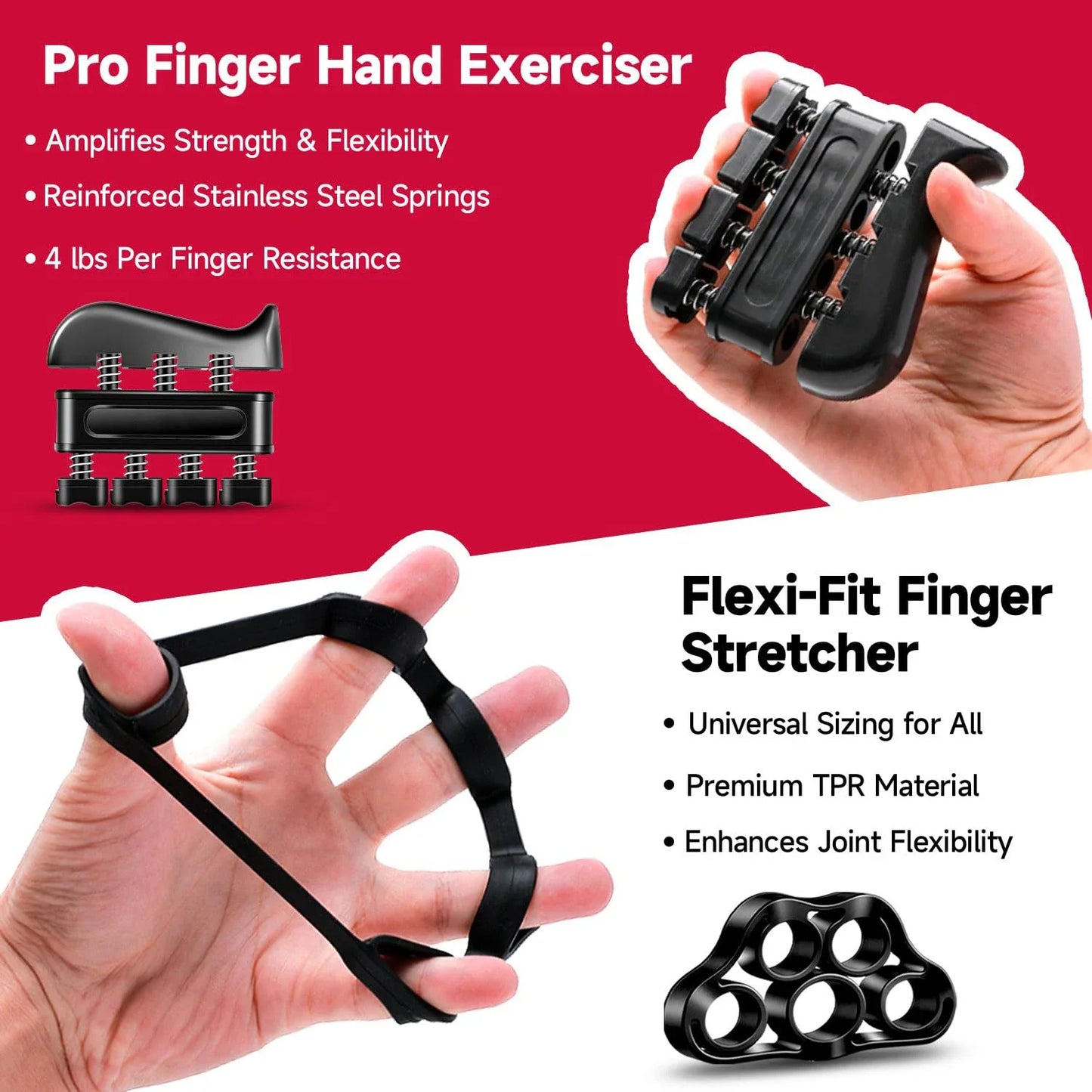 5-60Kg Adjustable Grip Strength Trainer with Finger Exerciser Hand Grip