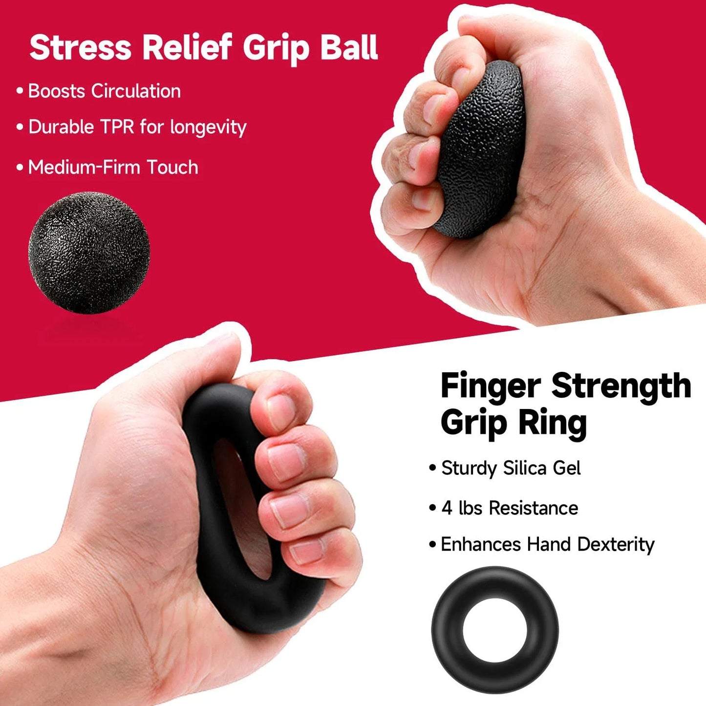 5-60Kg Adjustable Grip Strength Trainer with Finger Exerciser Hand Grip